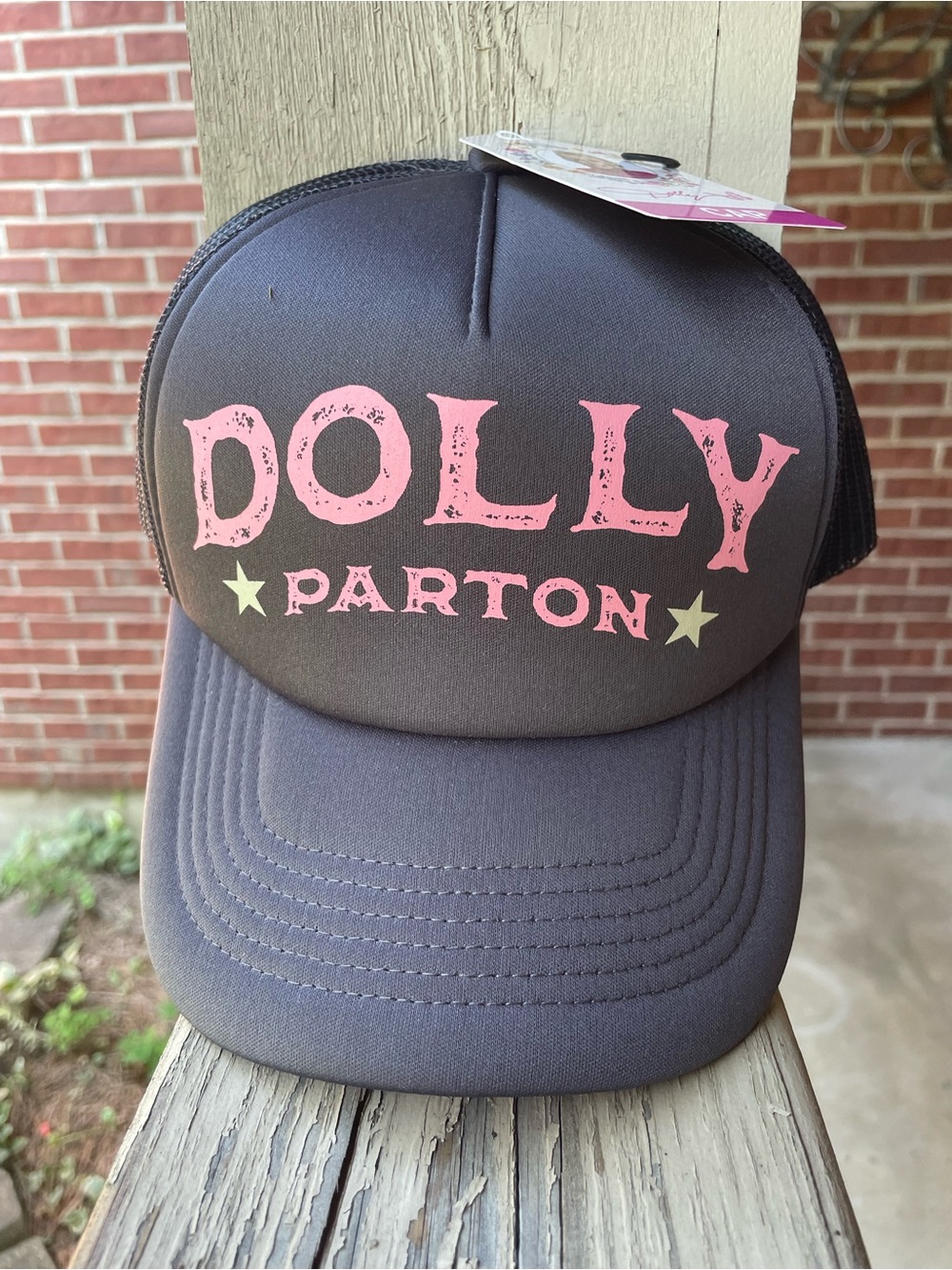 Dolly Parton Black Hat with Pink Logo
